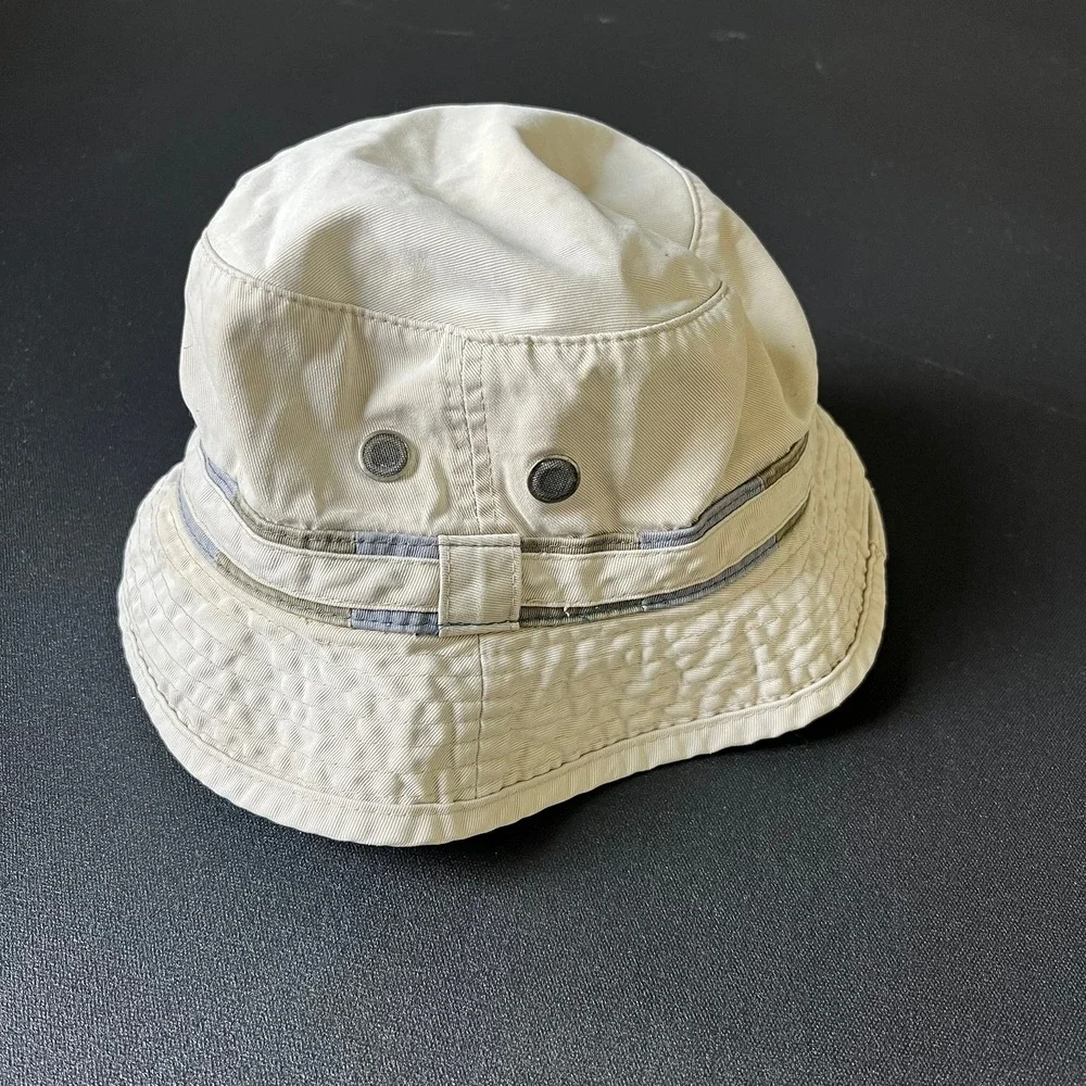 Vtg The Cap Tan Cotton Bucket Hat Men L/XL Outdoor Gear Y2k 90s Gorpcore Retro